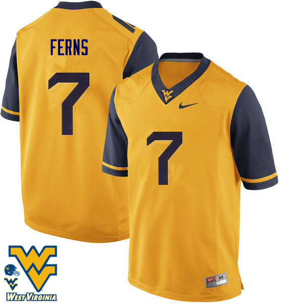 Men #7 Brendan Ferns West Virginia Mountaineers College Football Jerseys-Gold